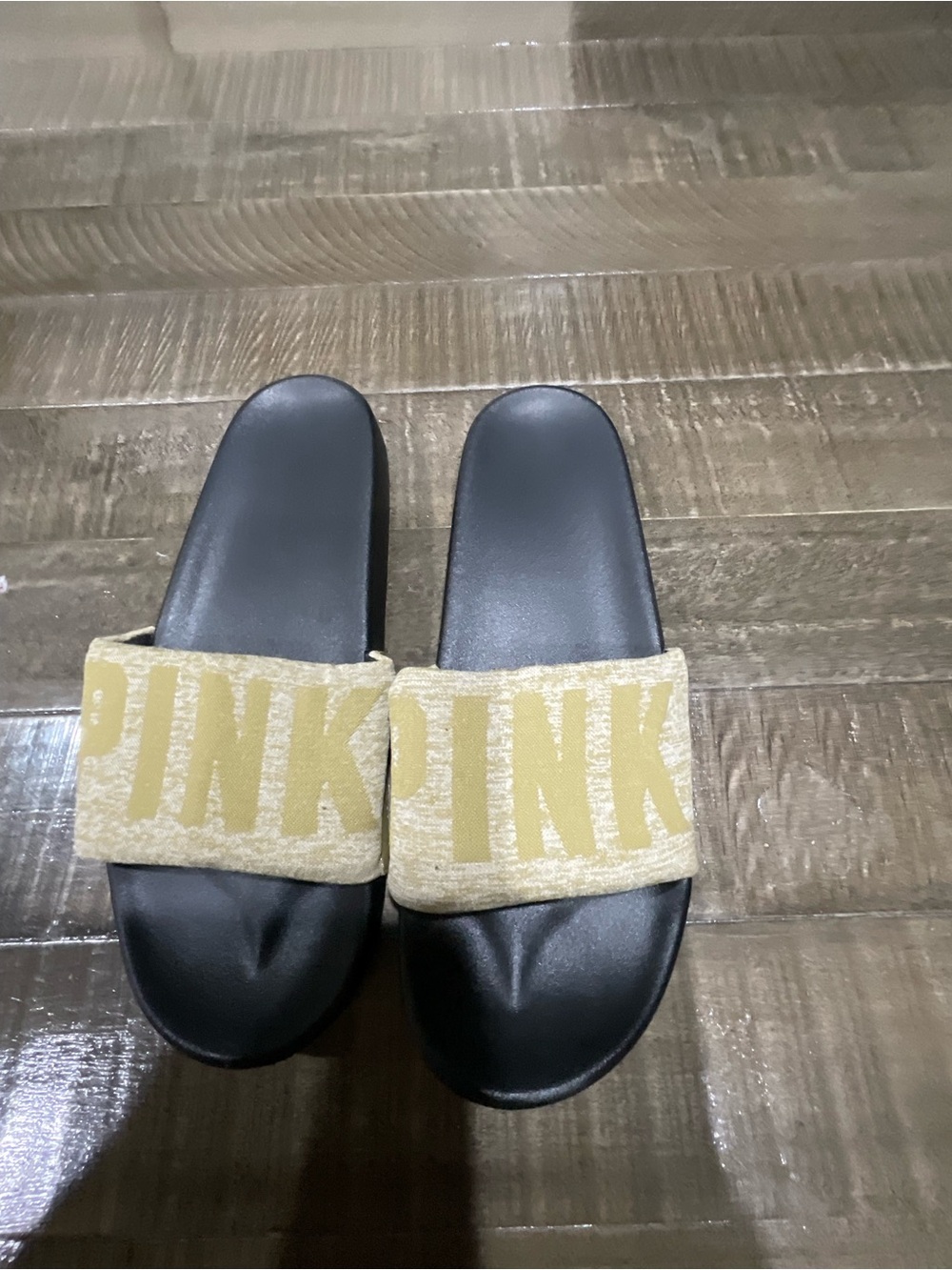 PINK Victoria's Secret olive green Slide Sandals
